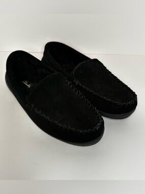 Clarks Venetian Moc Slippers GF2448M Men's Size 9 Black Suede Cozy Moccasin
